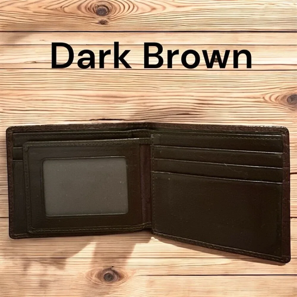 Louis Quatorze Men's Rich Brown Leather Bifold Wallet Logo Accent Multi Card ID